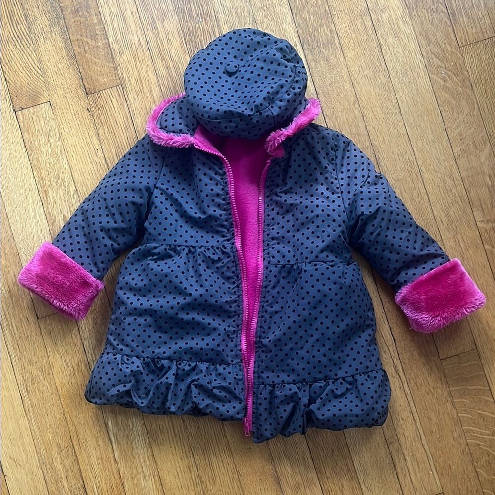 Polka Dot Coat with Pink Accents